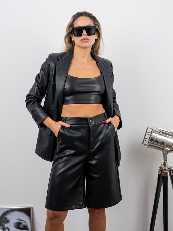 Black Leather Bermuda