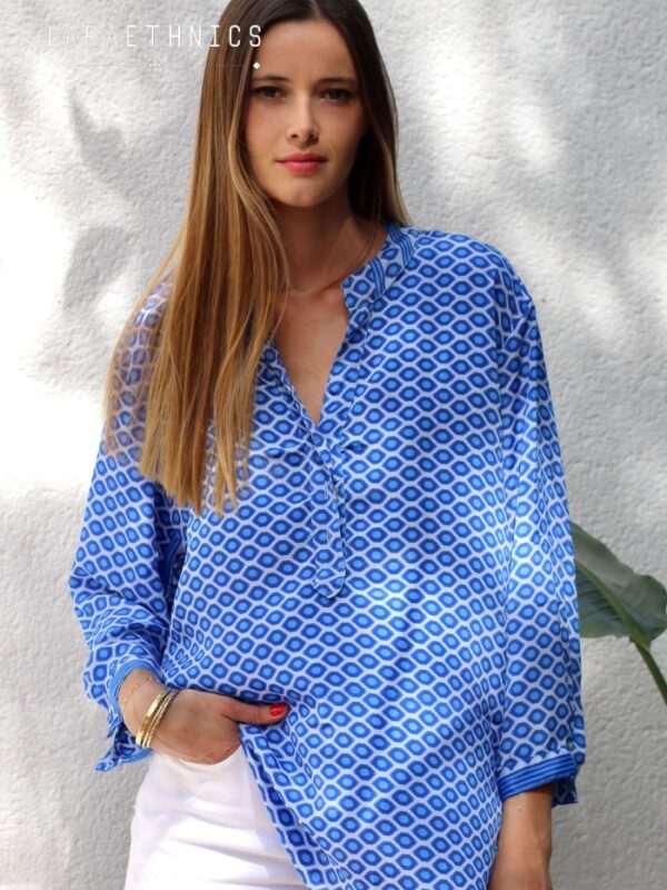 Odalys Blouse Ikat Blue