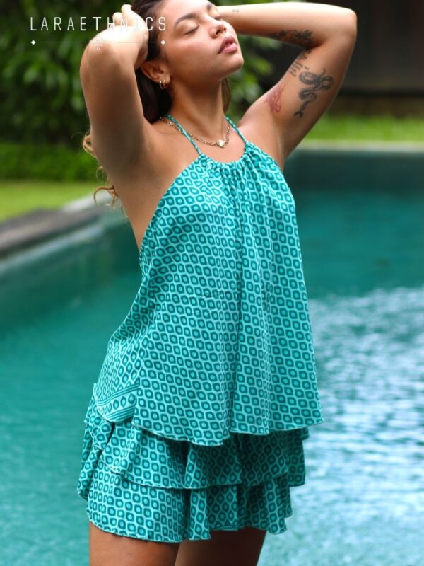 Fanny Top Ikat Turquoise