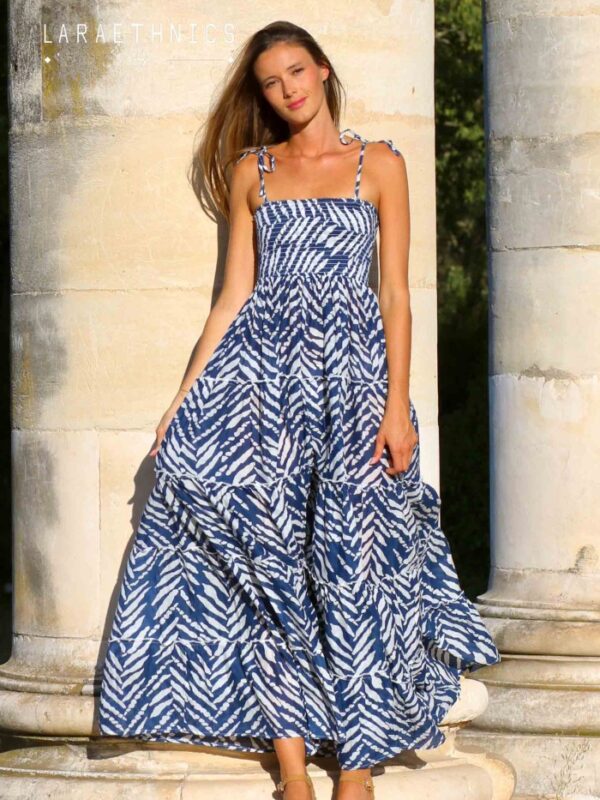 Prima Long Dress Zebre Marine